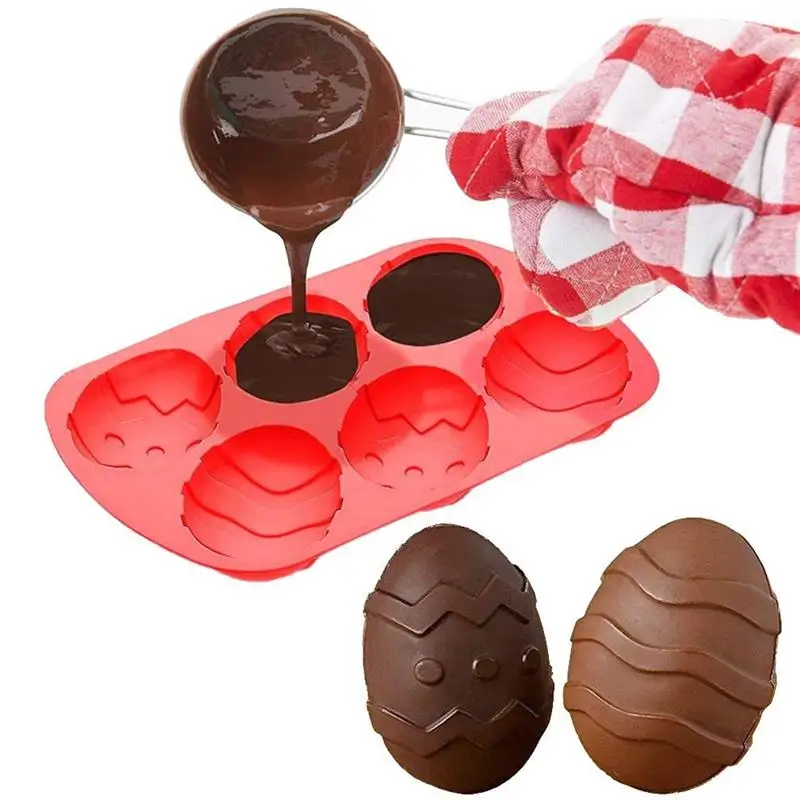 

3D 6 Cavity Easter Egg Shaped Silicone Baking Mold Cake Mold Muffin Chocolate Cookie Baking Mould Pan Ice Maker Mould