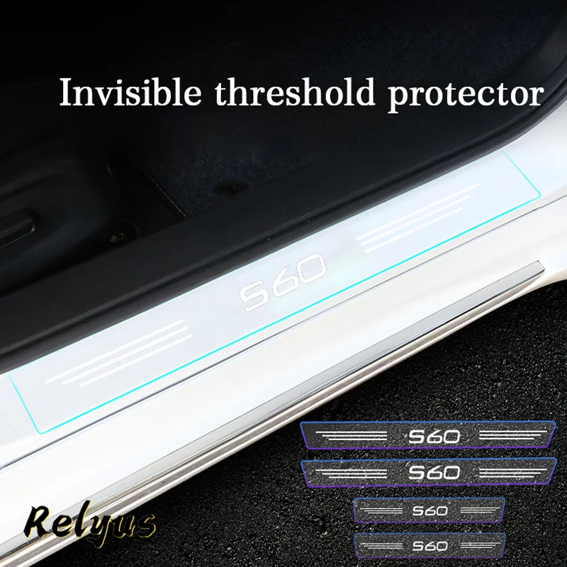 

4Pcs Car Threshold Cover Door Sill Protector Paint Protection Film For Volvo S60 S90 V40 V60 V90 XC40 XC60 XC90 Accessories