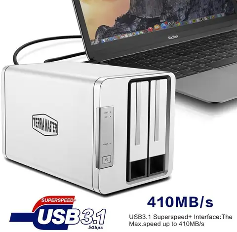 Внешний жесткий диск TERRAMASTER D2-310, USB Type-C, корпус RAID, USB3.0 (5 Гбит/с), 2 отсека, RAID-накопитель (без дисков)