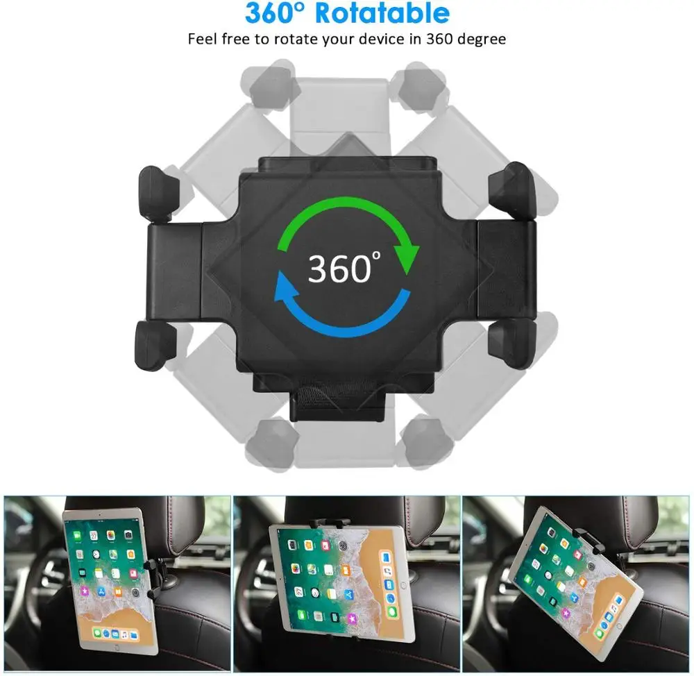 Universal Mobile Phone Tablet Car Stand Back Seat Headrest Mount Holder Rotation for iPad Air Mini iPhone X with Hidden Design | Компьютеры