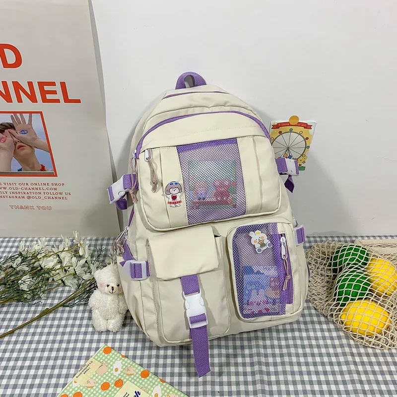 

Kawaii Nylon Women Backpack Fashion Waterproof Rucksack for Teen Girls School Bag Cute Student Bookbag Travel Mochila