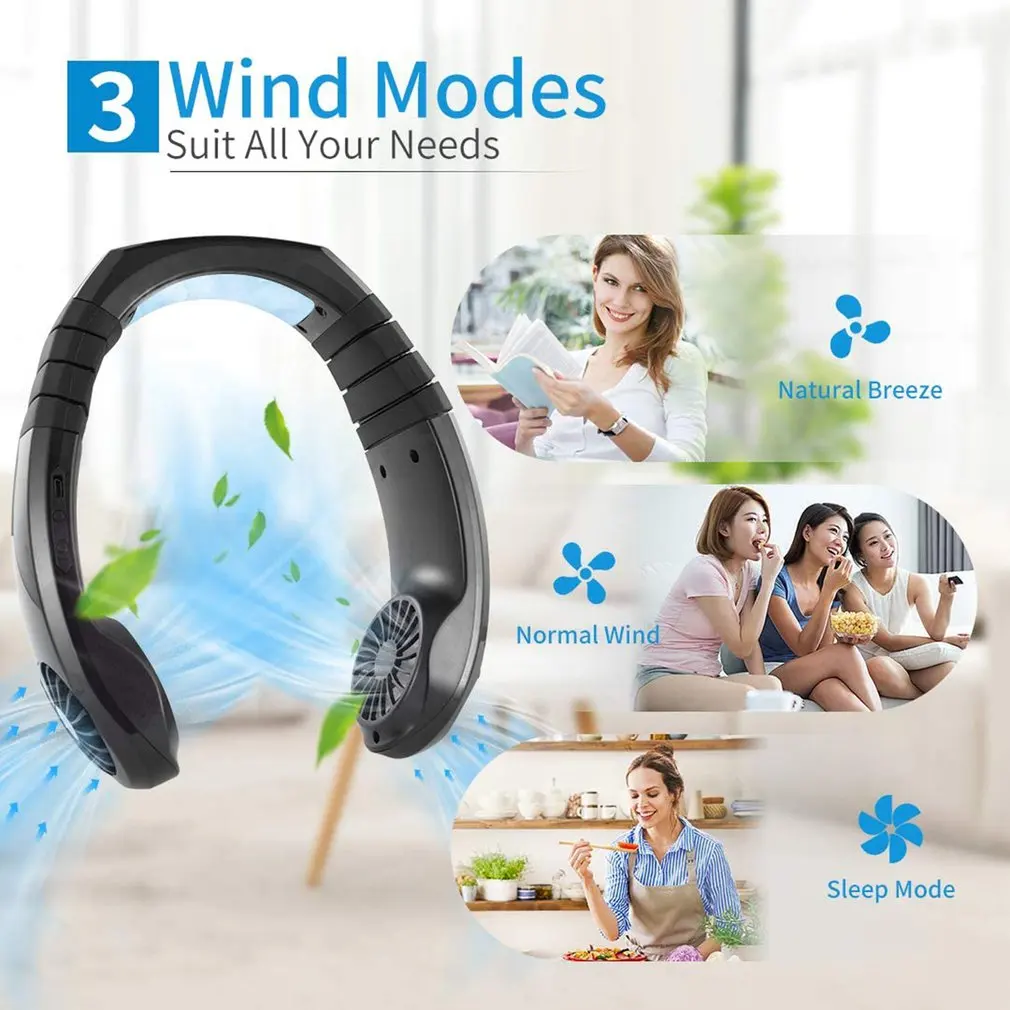 Offerte Ventilatore Da Collo Sospeso Ricarica USB Pigro Portatile Sport All'aria Aperta Ventola Di Raffreddamento Mini Ventola Di Raffreddamento Ad Aria Ventola Di Refrigerazione