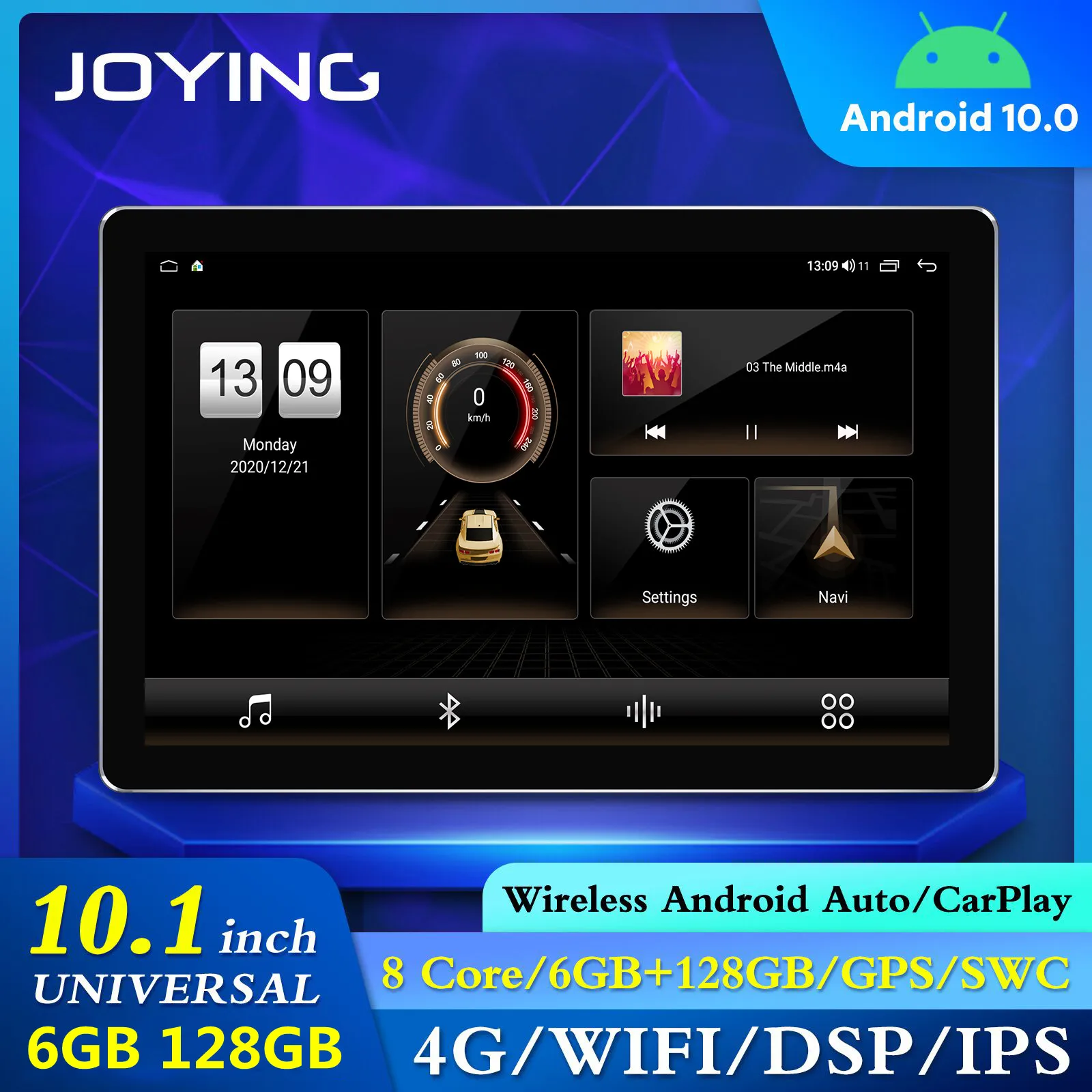 Joying 6GB 128GB Single Din 10.1