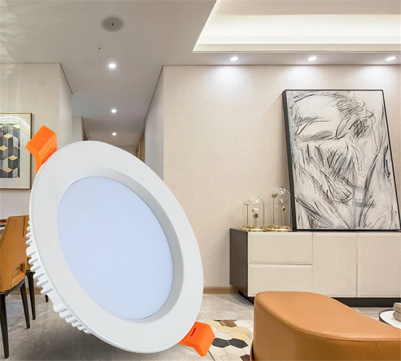 Светодиодный вниз светильник 220V LED пятно света светодиодный вниз светильник с регулируемой яркостью, 3 Вт, 5 Вт, 7 Вт, 9 Вт, 12 Вт светодиодные утопленный ультратонкое естественное освещение CRI> 80 светодиодный потолочный светильник светодиодный-лампа с плафоном