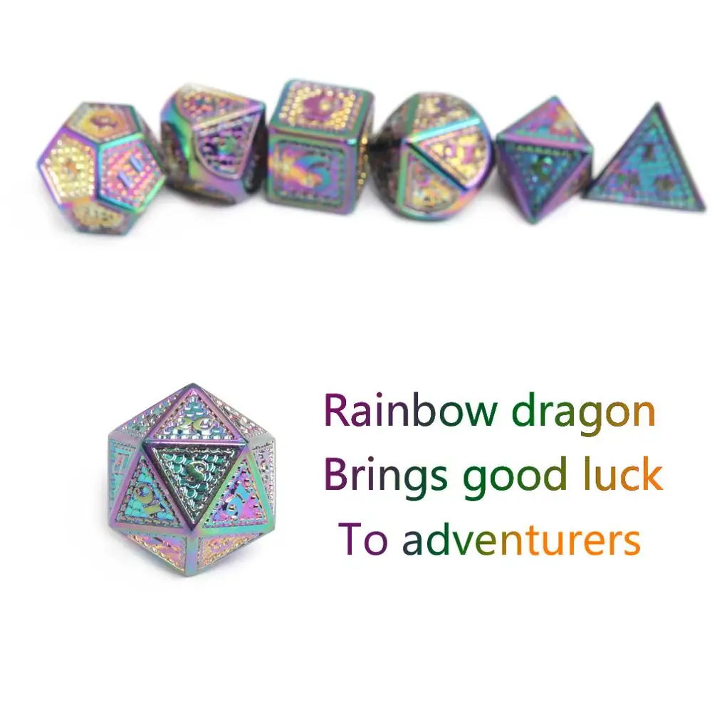 CHENGSHUO DND Набор кубиков Новый Dragon dice радужные металлические кубики из цинкового