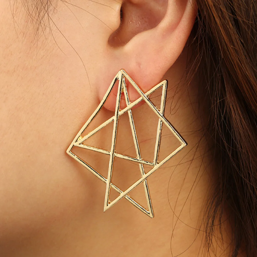 2019 Новые Модные Простые винтажные большие геометрические серьги со звездами для