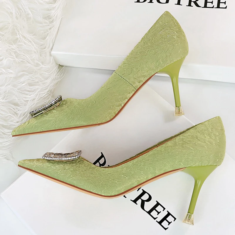 2022 элегантные женские блестящие зеленые туфли-лодочки на высоком каблуке 8 см со