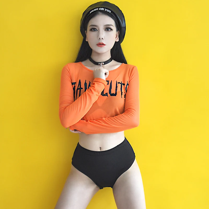 Женские танцевальные костюмы для ночного клуба джаза/хип-хоп/Pole оранжевая