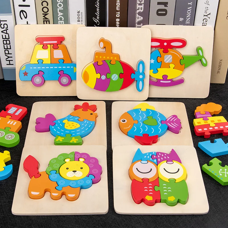 

Small size Best-selling 3D animal Wooden Puzzle Board Cartoon Dinosaur Jigsaw pop DIY puzzle kids gift Educational toy for child