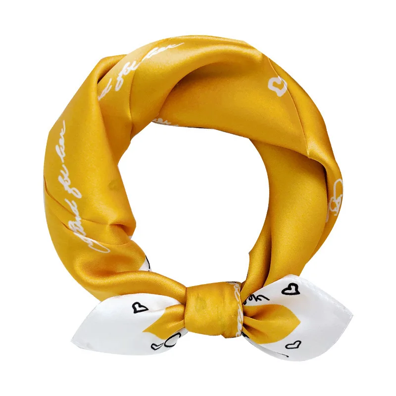 

Brand 100% Pure Silk Scarf Women Neck Hair 2020 Fashion Foulard Square Small Headband Hijab Print Poncho Scarves Bandana 53cm