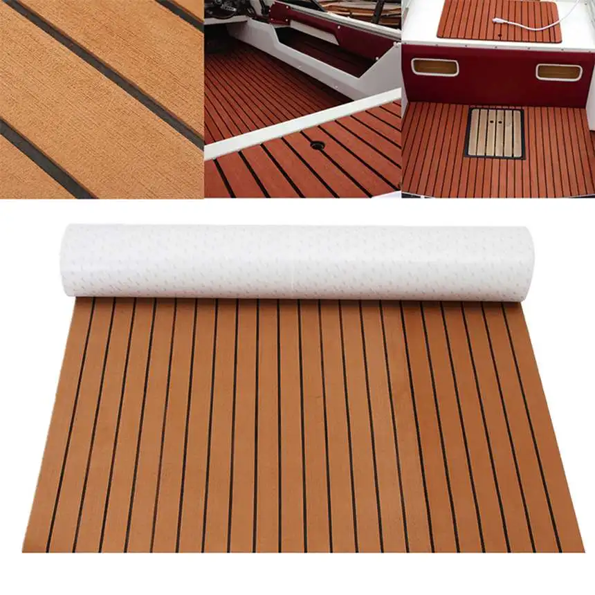 

EVA Teak Decking Sheet Boat Flooring Fit for Yacht Self-Adhesive Foam Marine Flooring Faux Boat Decking 1200x2400x5mm Floor Mat