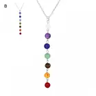 7 Чакр Красочные Бусины Длинное висячее ожерелье Йога балансировка камень ювелирные изделия подарок
