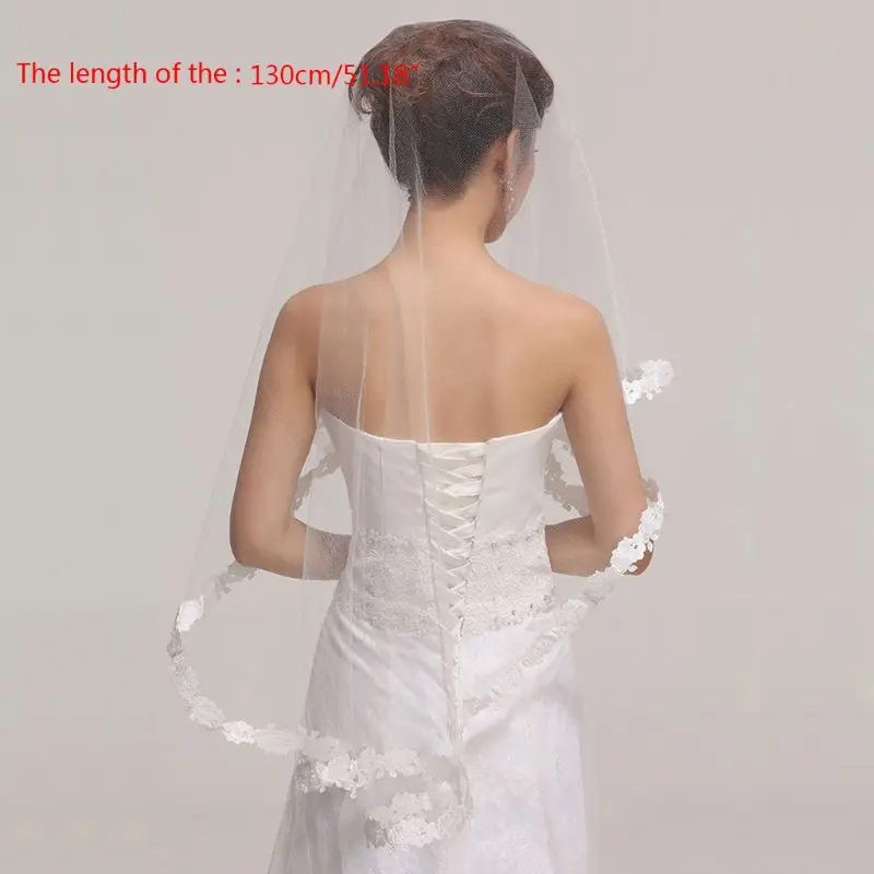 

Cathedral Flower Lace Edge Bride Wedding Bridal Long Veil Accessories Romantic X7YC