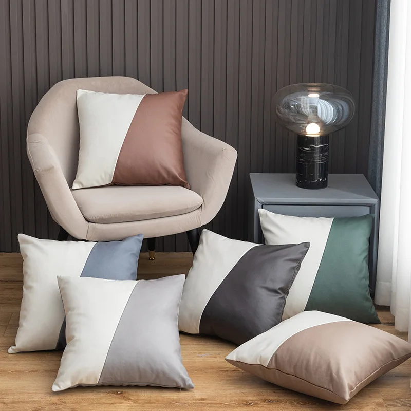 Высокотехнологичная тканевая наволочка 45x45 см Модный Дизайн Лоскутная кожаная