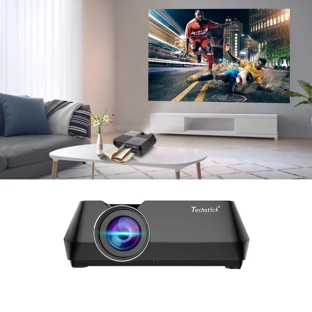 Techstick светодиодный проектор 2800 люмен 3 5 мм аудио Поддержка Full HD 1080P проводной