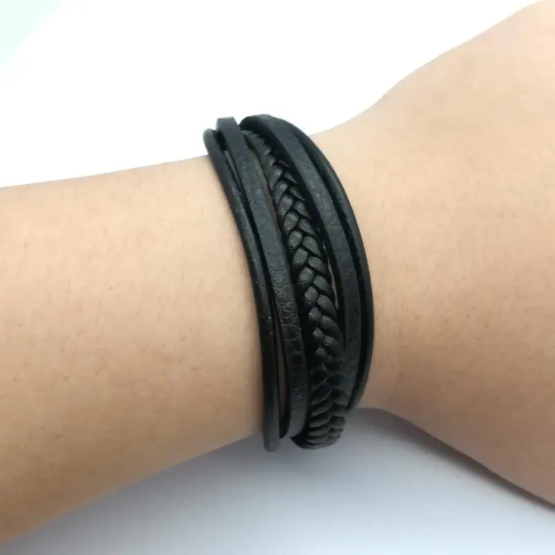 Мода 2020 цепочка из нержавеющей стали браслет натуральной кожи для мужчин