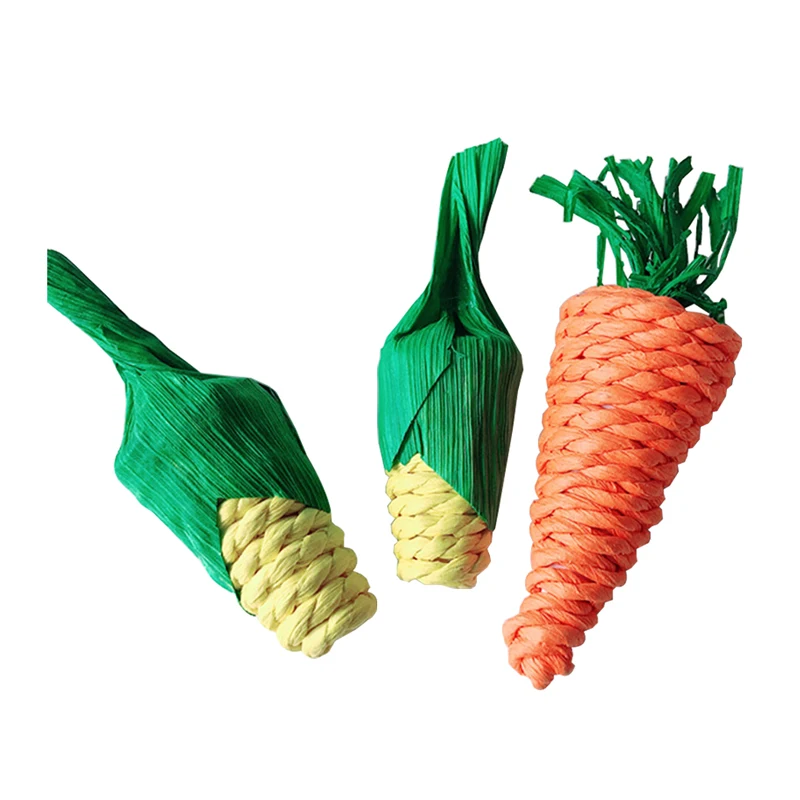 

3PCS Carrot Shaped Rabbit Hamster Chew Bite Toys Corn Shaped Rabbit Hamster Chew Bite Toys Guinea Pig Tooth Cleaning Toys