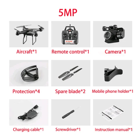 5MP Camera Black Радиоуправляемый Дрон ESC камера HD 4K wifi FPV высота удержания Квадрокоптер, Дрон Безголовый режим беспилотник selife пульт дистанционного управления Вертолет Самолет - Цвет: 5MP Camera Black