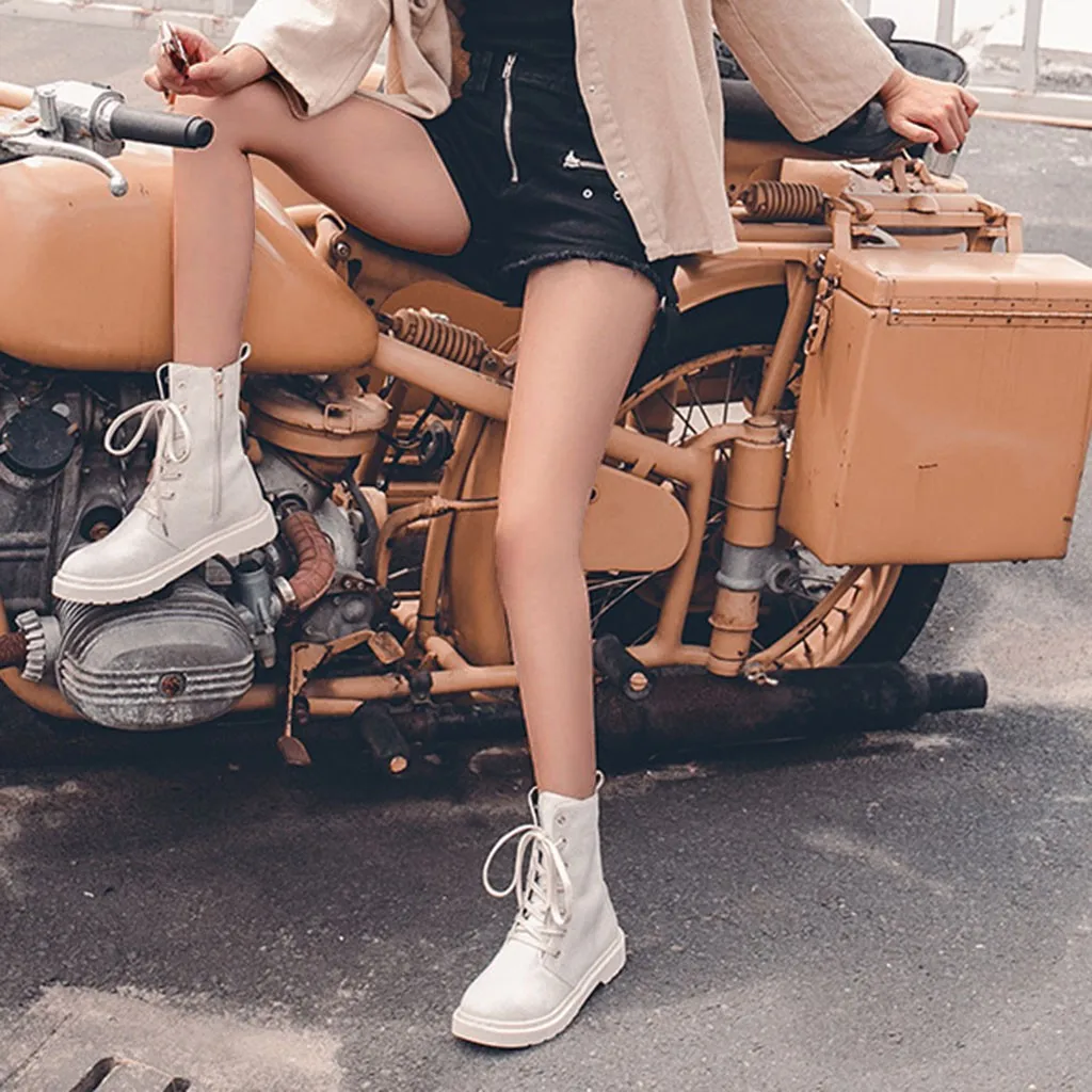 Женские мотоциклетные ботинки на молнии сезон осень зима Стильные повседневные