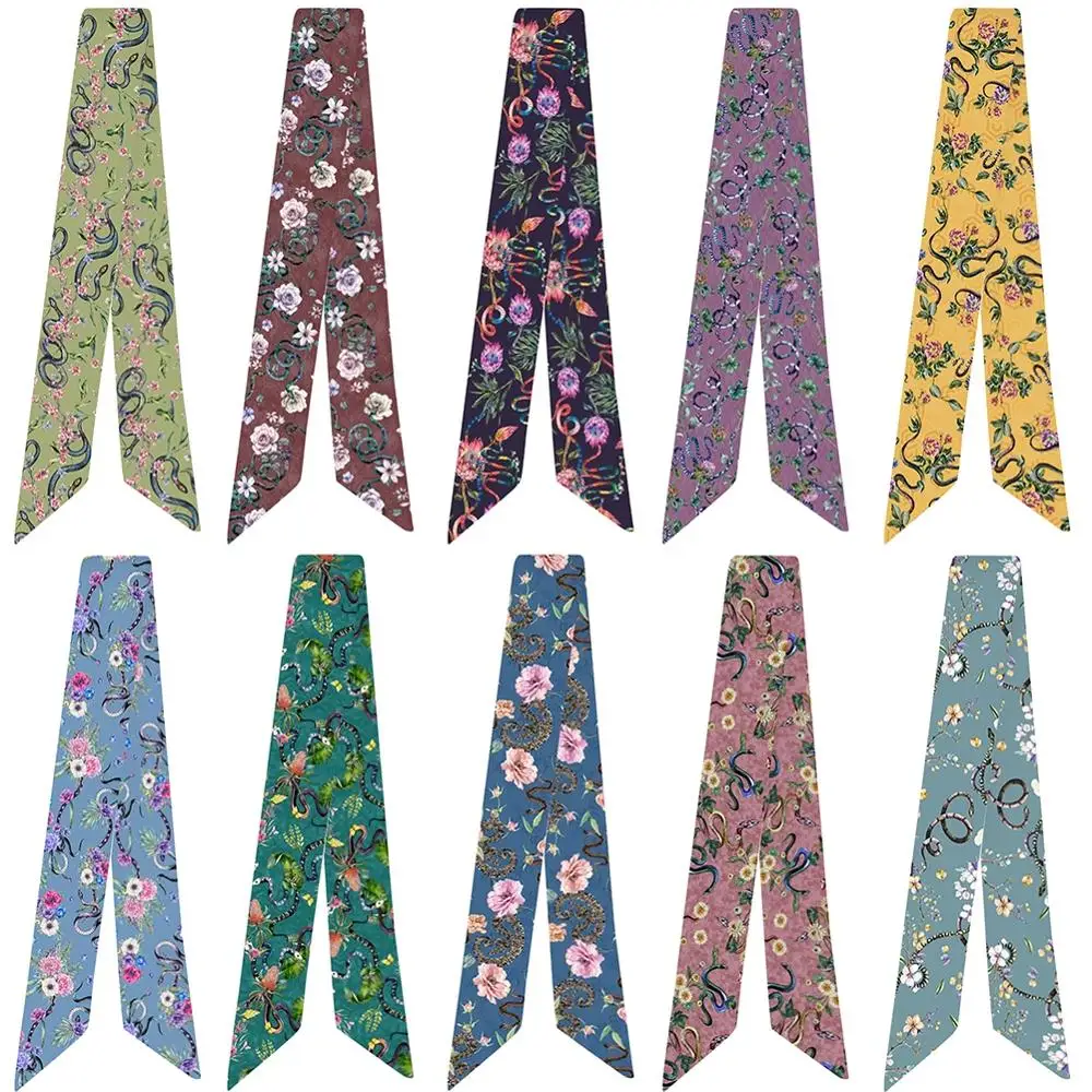 

Модное женское элегантное винтажное печати 5*95 см шарф волос кабельная стяжка для бизнес вечерние Ретро головы и шеи, шелковый атлас шарф