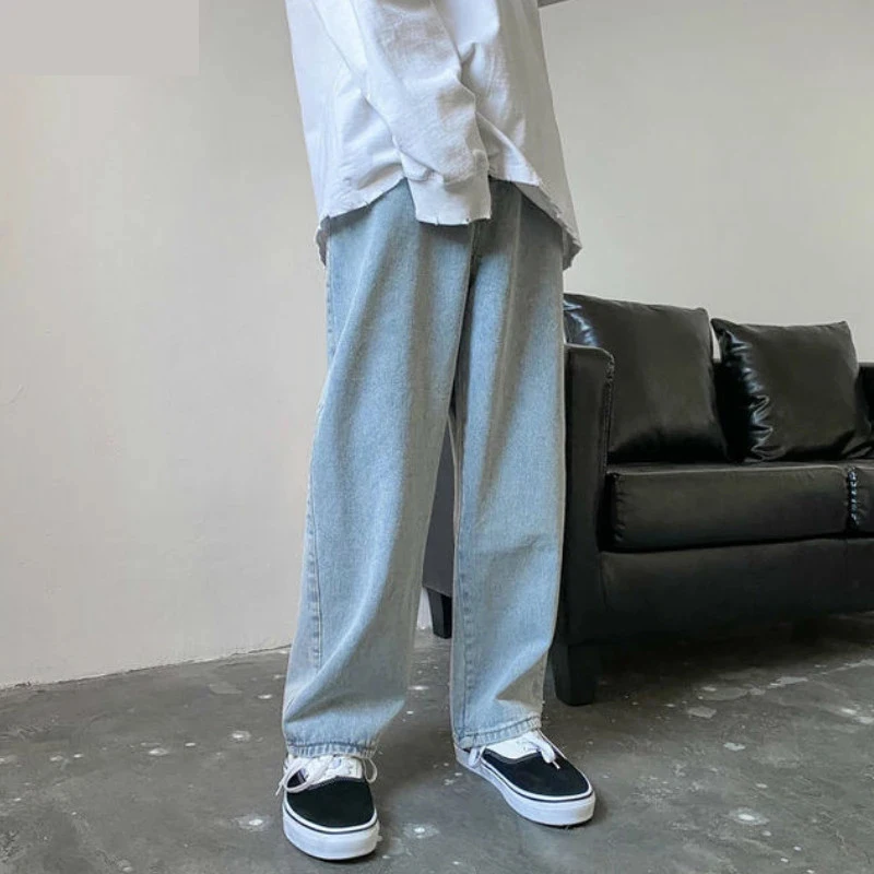 

Men Jeans Autumn Male Trousers Cozy Breathable Retro Loose All-match Korean Trendy Streetwear Students Ulzzang Chic Wide Leg 3XL