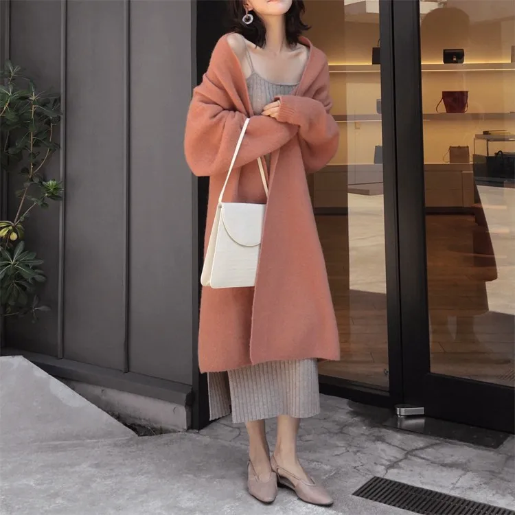 RealShe длинный женский кардиган с отворотом рукав осенние свитера для женщин