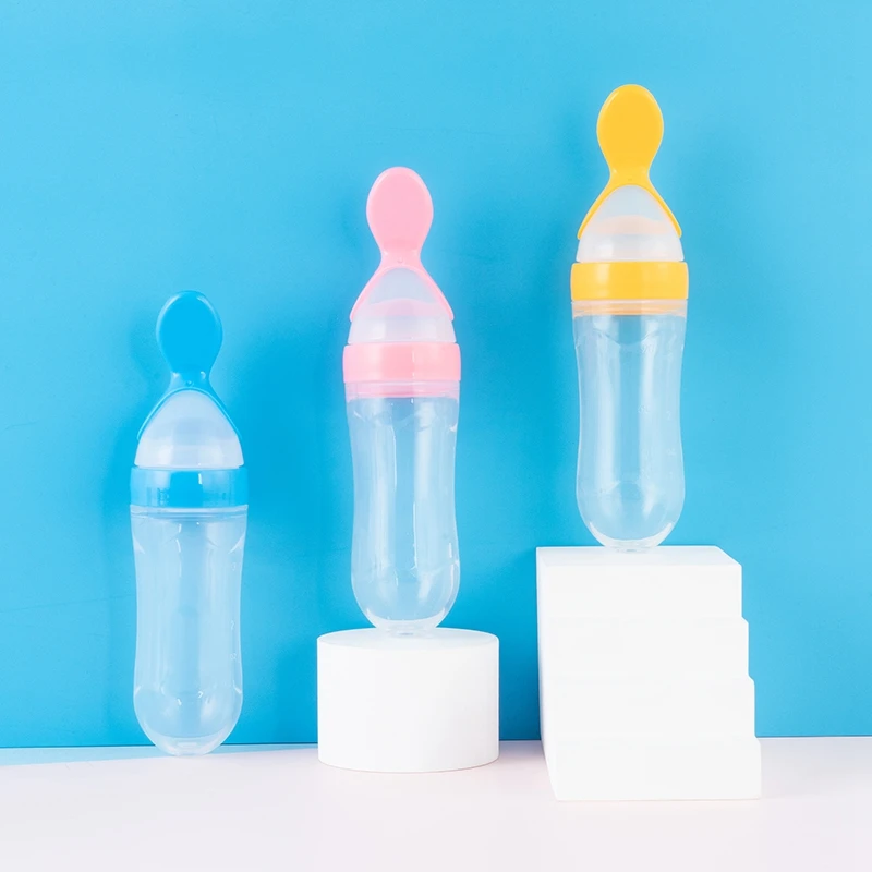 90ML Safe Newborn Baby Feeding Bottle Toddler Silicone Squeeze Spoon Milk Training Feeder Food Supplement | Мать и ребенок