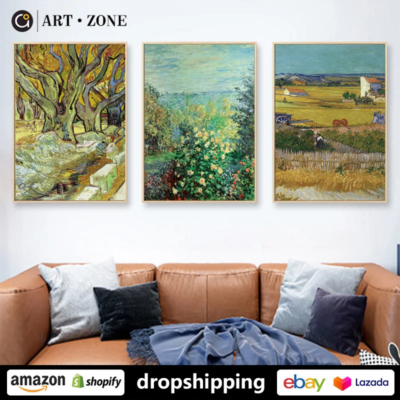 

ART ZONE Van Gogh Abstoract Landscape Oil Painting Europe prints Wall Art Canvas posters Artwork Home Living room bedroom Decor