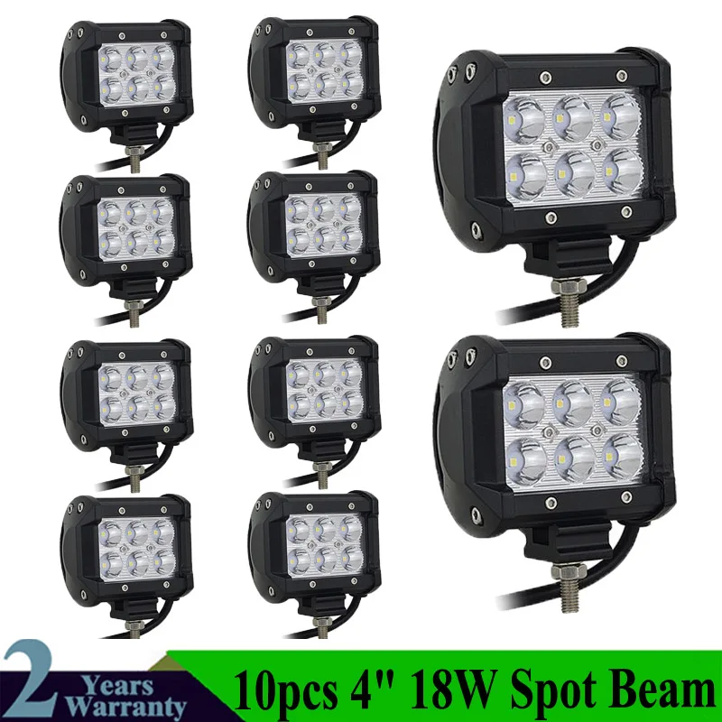 10PCS 18W Spot 1/2 шт. 18 Вт 36 Вт 72W фары для 108 Вт Светодиодный светильник бар Подсветка 12v точечное освещение комбинированный балка для грузовика трактор ATV SUV 4X4 4WD внедорожный головной светильник s - Цвет: 10PCS 18W Spot