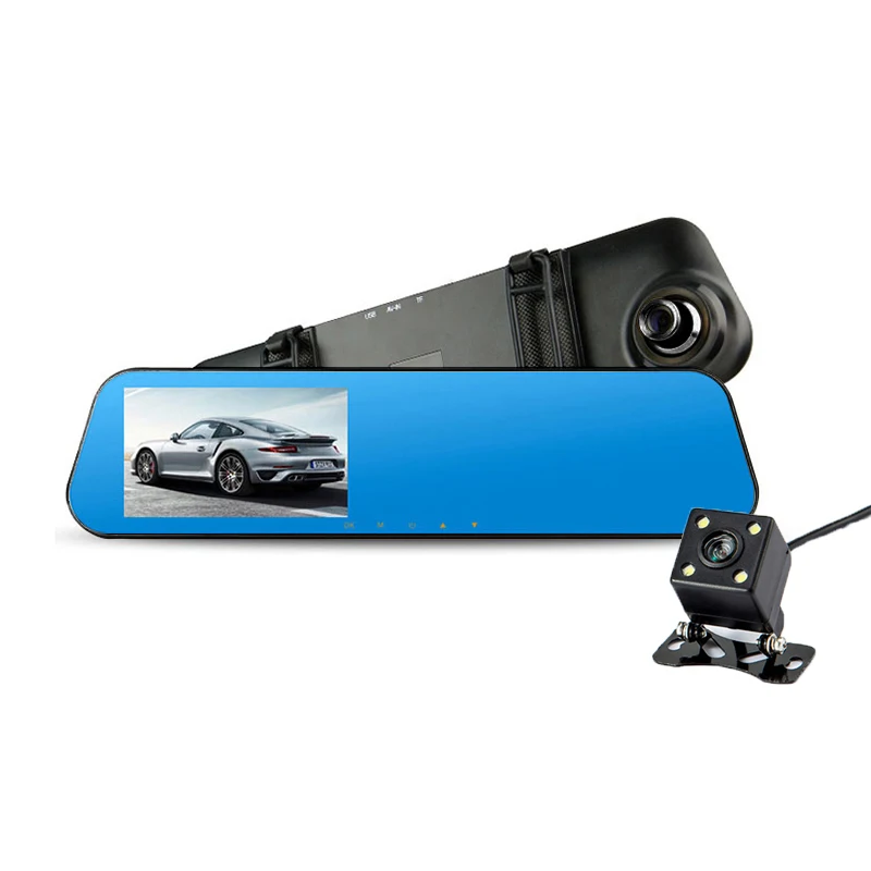 Автомобильная камера заднего вида зеркало видеорегистратор с двумя объективами