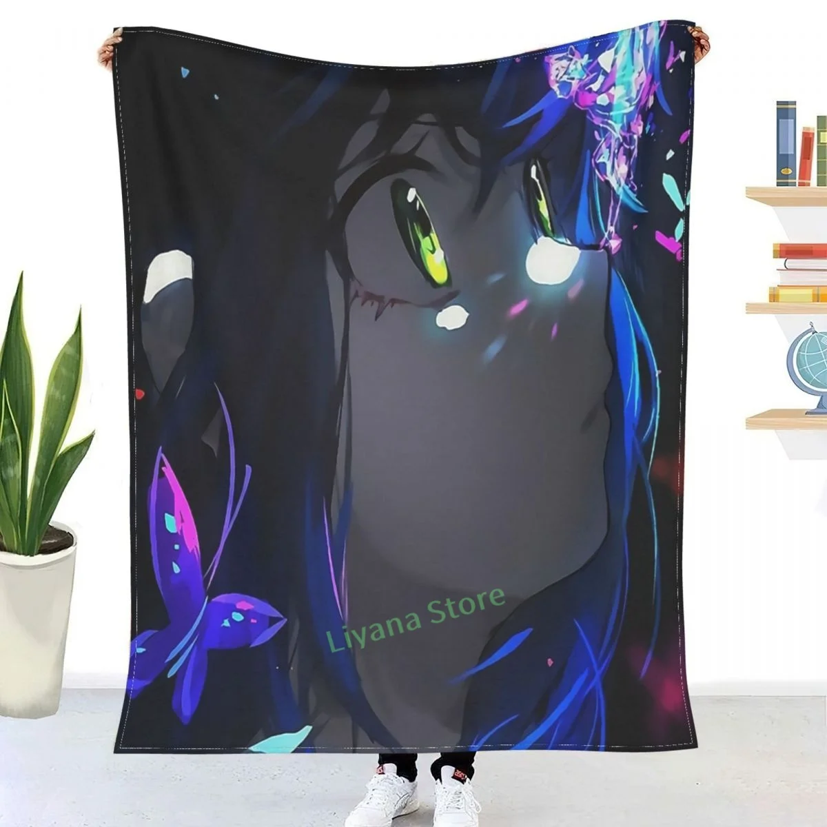 

Holographic Figure On A Anime Girl Throw Blanket 3D printed sofa bedroom decorative blanket children adult Christmas gift