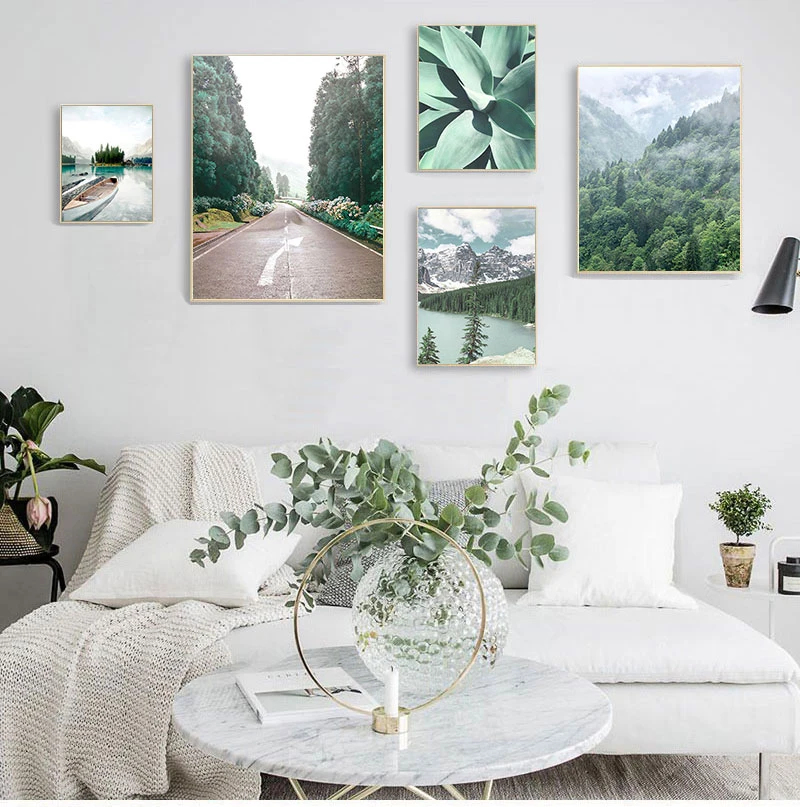 

Forest Mountain Boat Lake Plant Beaver Wall Art Canvas Painting Nordic Posters And Prints Wall Pictures For Living Room Decor