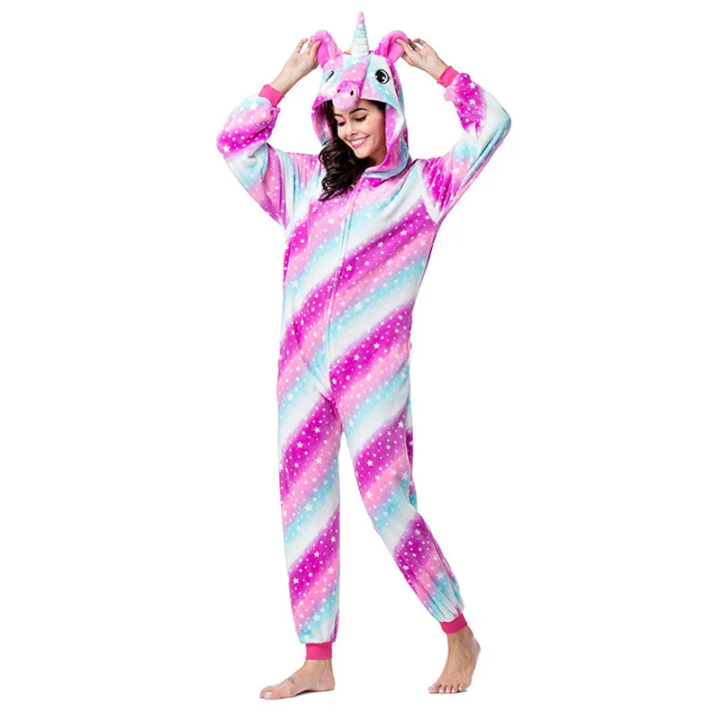 

Flannel cartoon Onesies Adults pajamas warm couple lovely home clothes All in One Cosplay Animal Suits Long-sleeved Sleep Pants