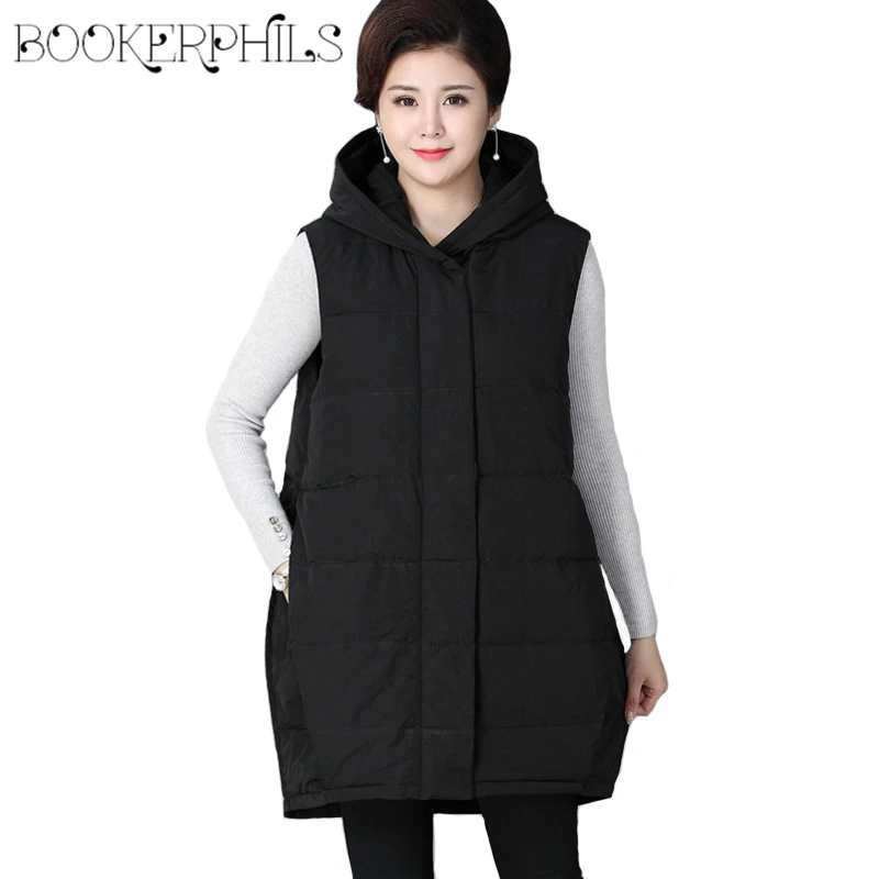 Осенне зимняя женская жилетка без рукавов куртки с капюшоном толстые хлопковые