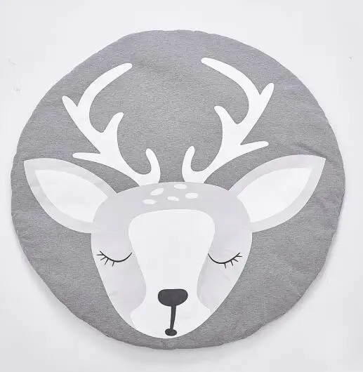 deer Милые коврики для игр, круглые коврики, хлопковые коврики для игр с животными, одеяло для новорожденных, коврик для ползания, декор для детской комнаты - Цвет: deer