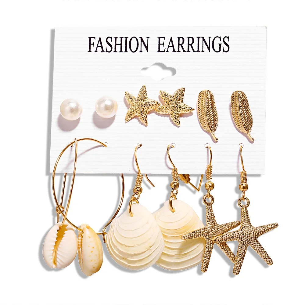

Vintage Alloy Shell Conch Earring Creative Scallop Earrings For Women Set Earings 2020 Fashion Jewelry Direct Selling
