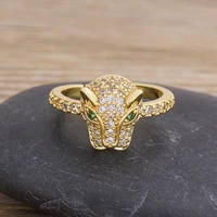 aibef aaa cubic zirconia crystal opening rings bull animal gold adjustable finger rings for women fashion statement jewelry gift