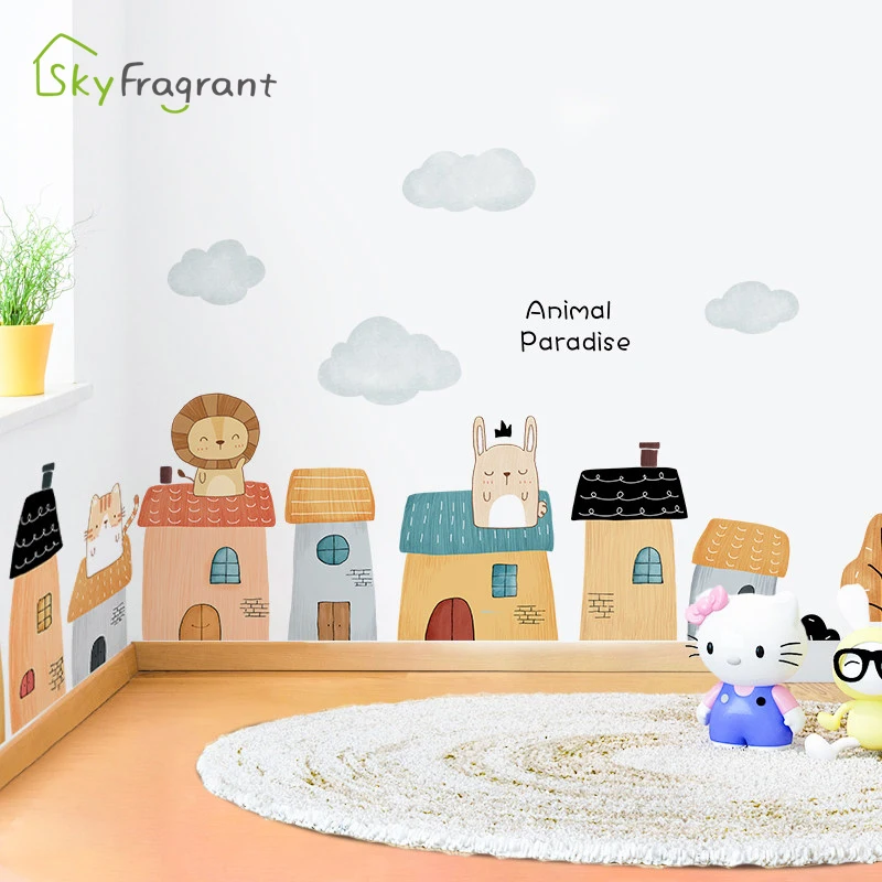 Рай для животных окаймлением линия самоклеящиеся настенные Стикеры s детской