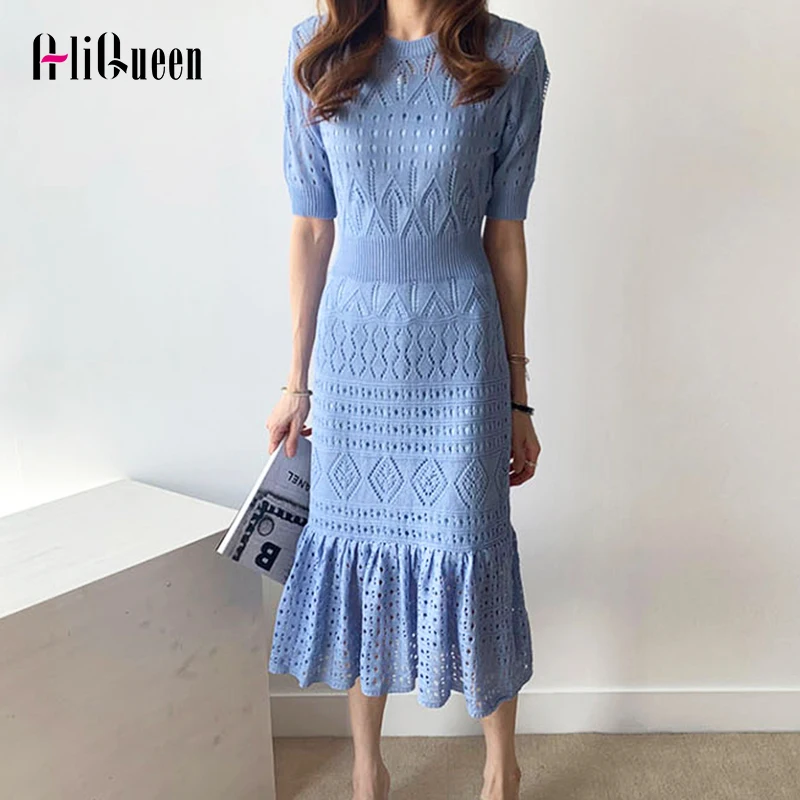 2020 Летняя женская обувь пропускающая воздух Длинное облегающее трикотажное