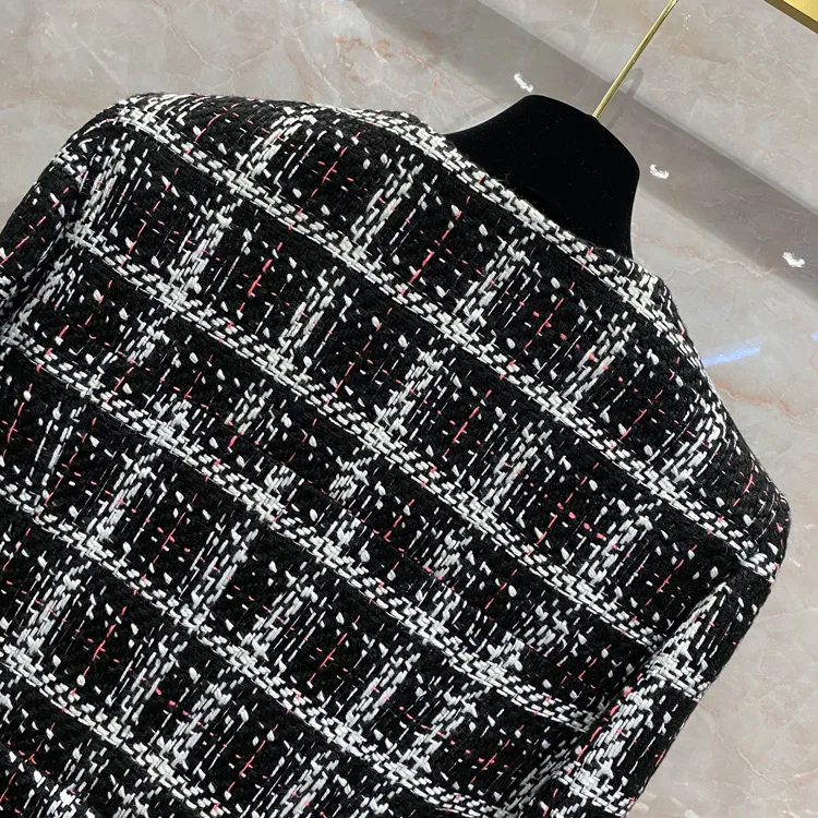 

Luxury Plaid Tweed Coats for Women Fashion Single Breasted Long Sleeve Coats Top Quality 3D Cut Slim Wool Coats Lady Winter 2021