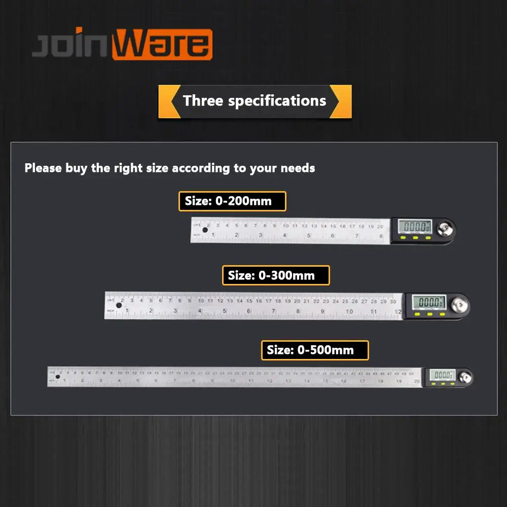 

200-500mm Digital Angle Finder Stainless Degree Measurement Protractor Rulers