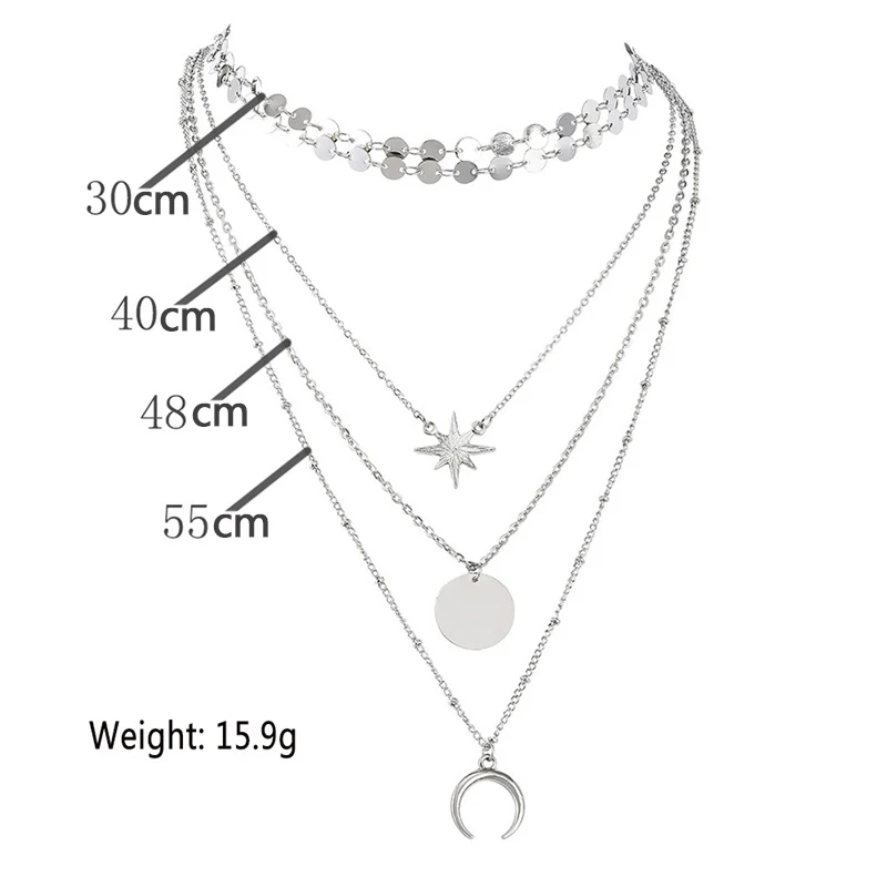 Женское Ожерелье 5 шт./компл. многослойное ожерелье серебряного цвета с