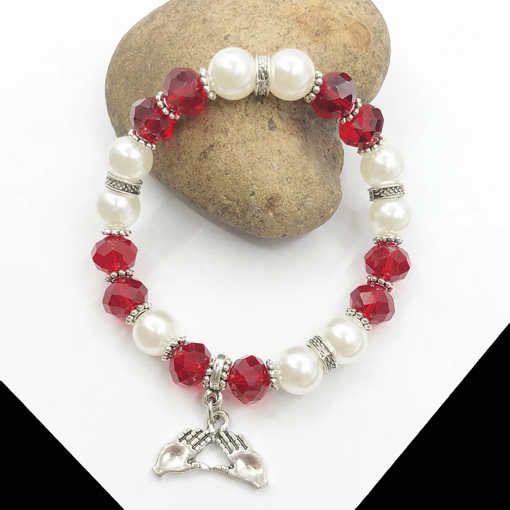 Греческая Сортировка ручной работы эластичная линия красный белый жемчуг