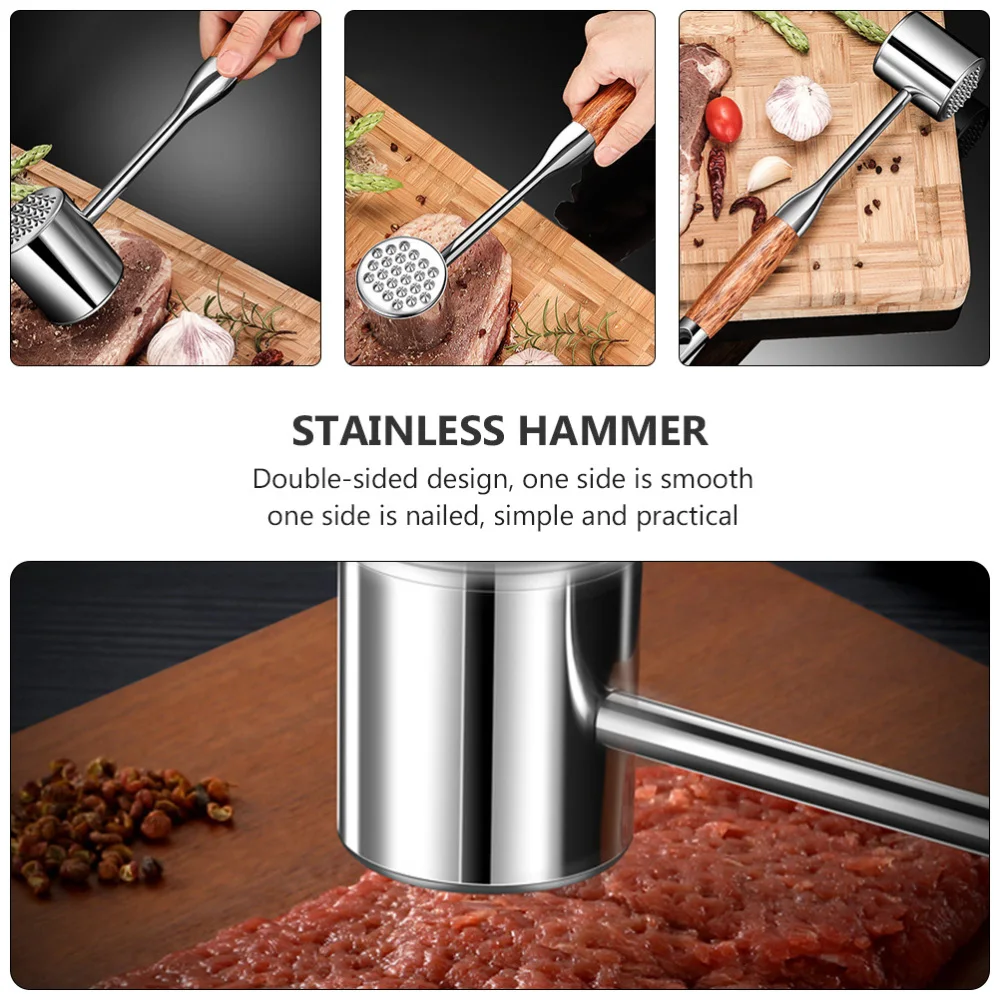 

1pc Meat Hammer Steak Knocking Hammer Stainless Beef Hammer (Assorted Color)