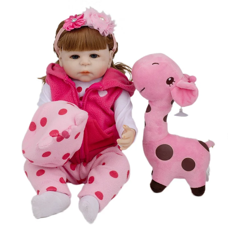 

48CM Reborn Baby Doll Toddler Girl Curly Hair Doll Full Body Reborn Silicone Dolls Reborn Realistic Baby Bath Toys For Girls