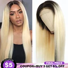 Парики из натуральных волос T1B613 с эффектом омбре, бразильские прямые волосы Remy, предварительно выщипанные, 13x4, плотность 150%