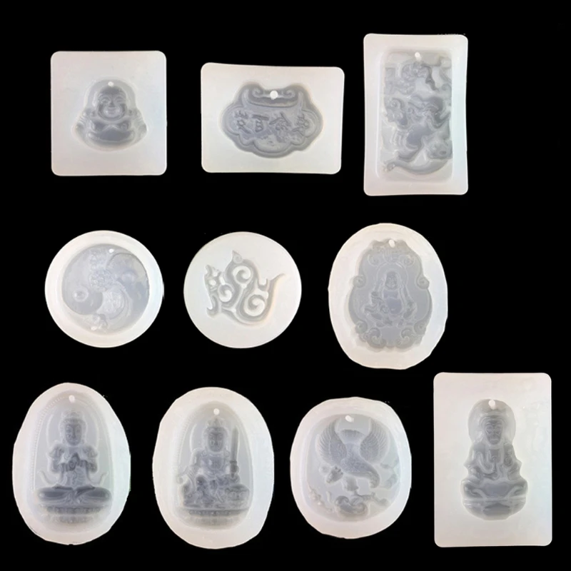 

10 Styles Guanyin Chinese Traditional Amulet Resin Casting Mold Kit Tools 85LF