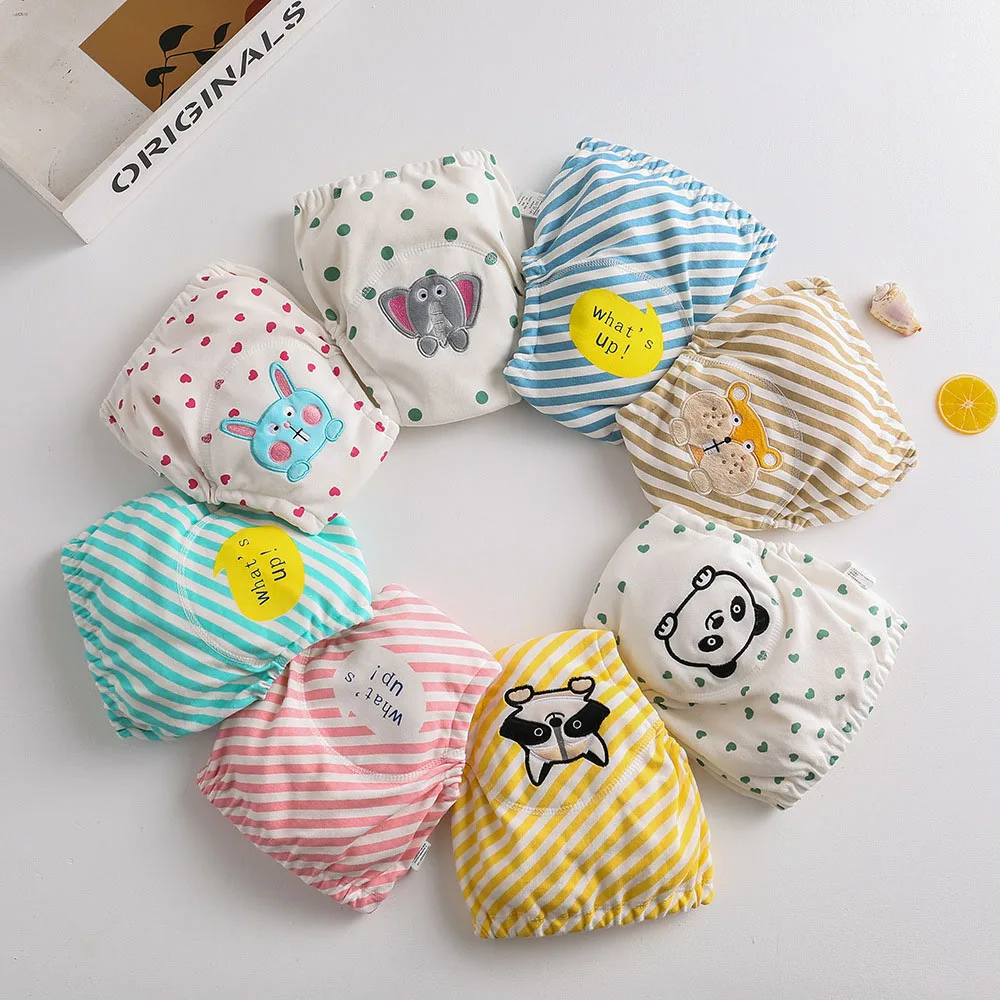 

New three-dimensional embroidered gauze diapers, cotton baby training pants, diapers, baby waterproof washable learning pants