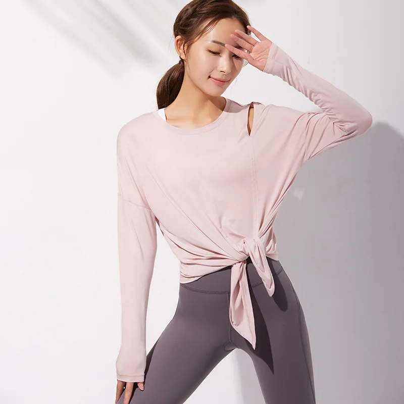 

2021 Quick Dry Women Long Sleeve Yoga Shirts Sexy Solid Sports Shirts Quick Dry Fitness Gym Crop Tops Sport Wear