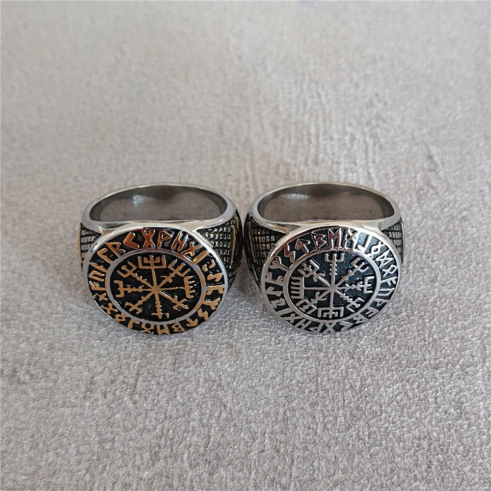 Винтаж Viking Нержавеющая сталь кольцо с компасом Для мужчин викингов Valknut панк